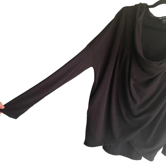 ATHLETA Purana Draped Wrap Sweatshirt Hood Black M - Picture 2 of 4